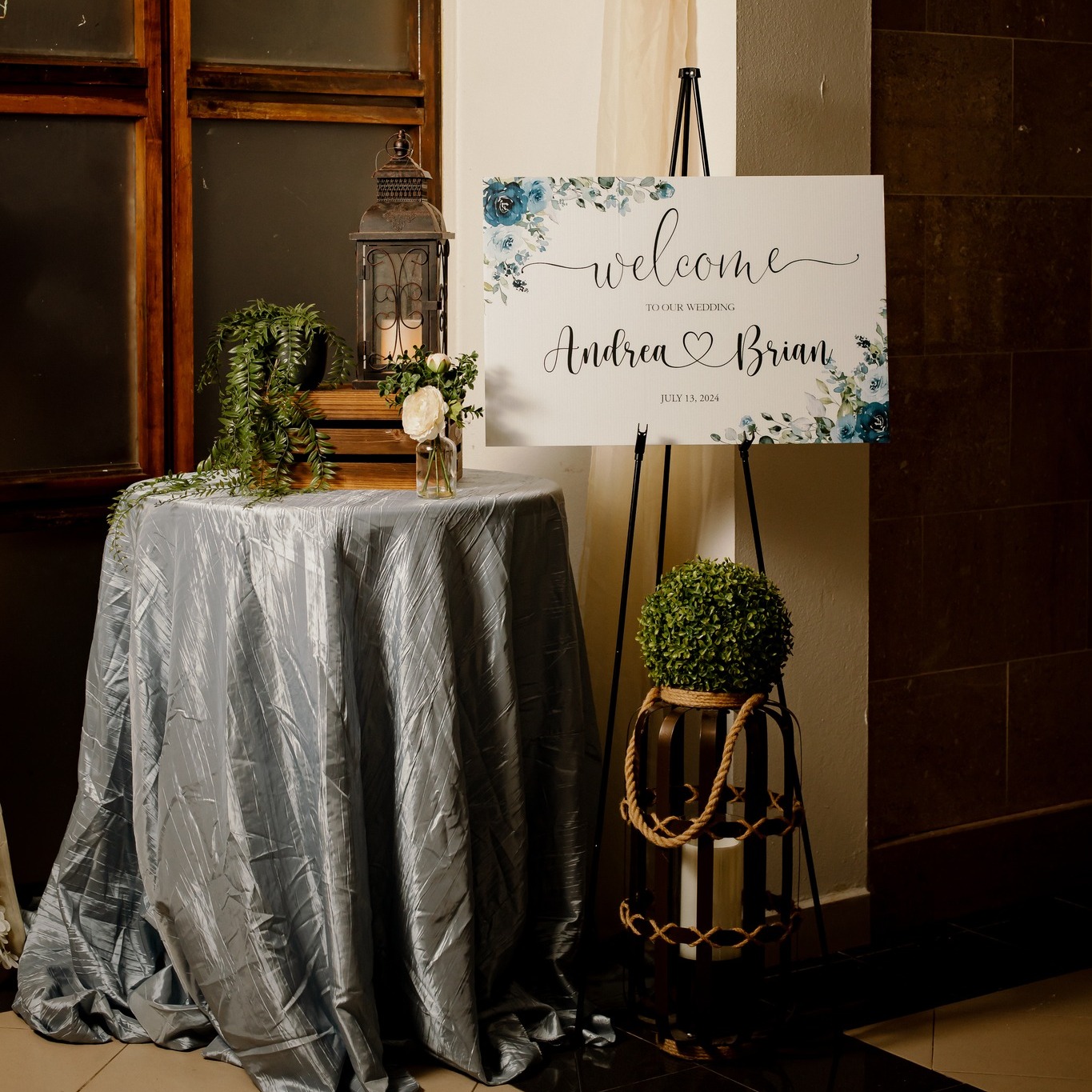 Welcome sign personalizado para boda de Andrea y Brian en Puerto Rico